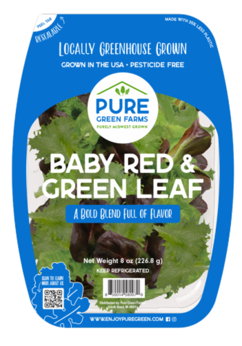 Pure Green Farms Baby Red & Green Leaf Lettuce Perspective: front