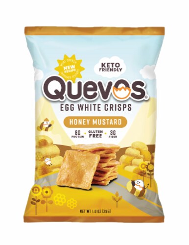 Quevos® Honey Mustard Flavored Egg White Crisps Perspective: front