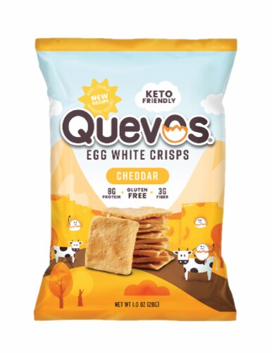 Quevos® Gluten-Free Cheddar Egg White Crisps Perspective: front