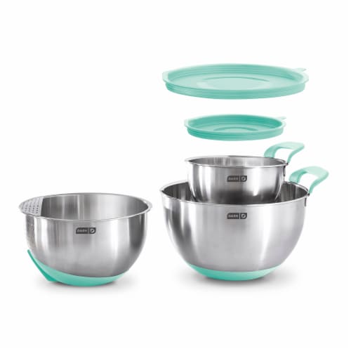 5pc Plastic Mixing Bowl Set with Lids Blue - Bowls