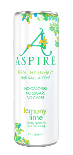 Aspire® Lemony Lime Natural Caffeine Healthy Energy Drink Perspective: front