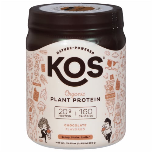 KOS® Organic Chocolate Plant Protein Powder Perspective: front