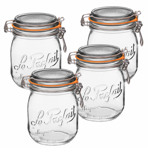 Le Parfait Super Jars – French Glass Round Jars With Airtight Lid For Canning Food Storage Perspective: front