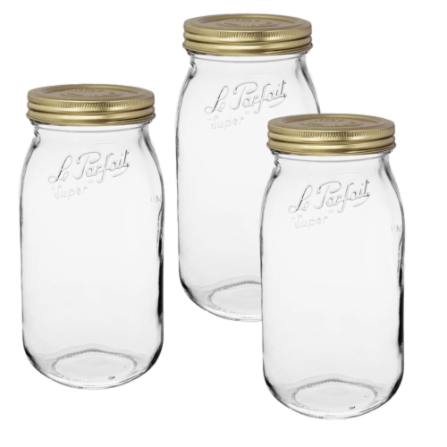 Le Parfait Screw Top Jars 3000ml - 96oz - 3L Orange Lid / 3