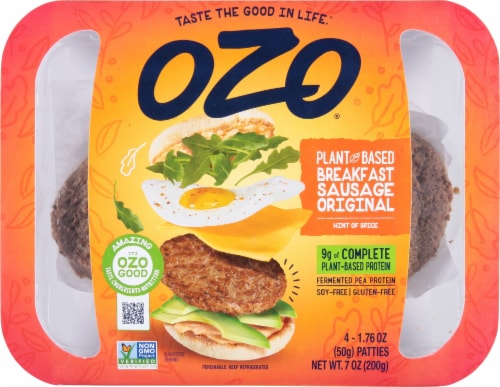 OZO Original Plant-Based Breakfast Sausage Patties Perspective: front