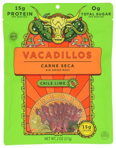 Vacadillos Chile Lime Carne Seca Air Dried Beef Jerky Perspective: front