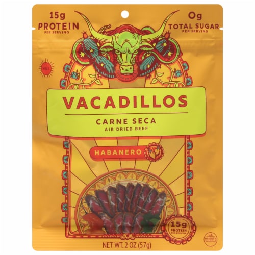 Vacadillos Carne Seca Habanero Air Dried Beef Perspective: front