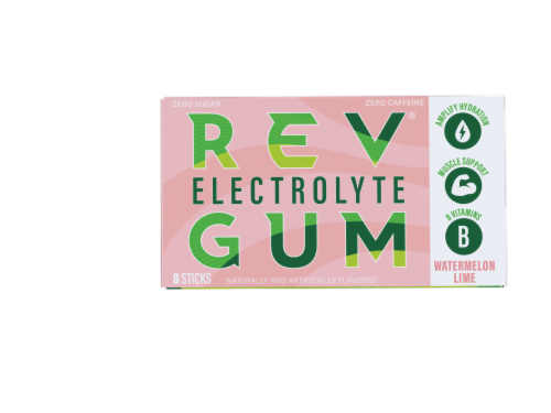 Rev Gum Watermelon Lime Electrolyte Gum Pack Perspective: front