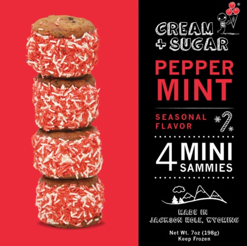 Cream + Sugar Peppermint Ice Cream Sandwich Perspective: front