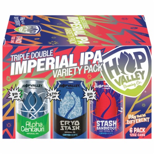 Hop Valley Triple Double Imperial IPA Variety Pack Perspective: front