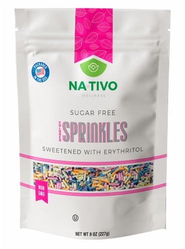 Nativo Erythritol sugar free Rainbow sprinkles Perspective: front