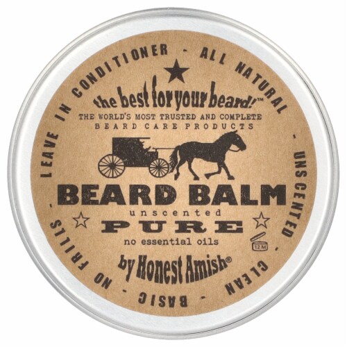 Honest Amish Pure Beard Balm Unscented - 2 oz (60 ml) Perspective: front
