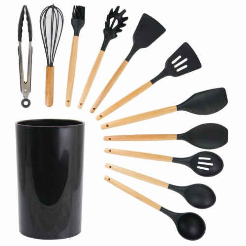 Black Silicone and Wood Cooking Utensils (Set of 12) Black Silicone and Wood Cooking Utensils (Set of 12)