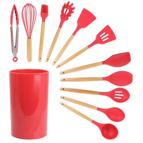 Red Silicone and Wood Cooking Utensils (Set of 12) Red Silicone and Wood Cooking Utensils (Set of 12)