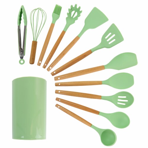 Mint Green Silicone and Wood Cooking Utensils (Set of 12) Mint Green Silicone and Wood Cooking Utensils (Set of 12)