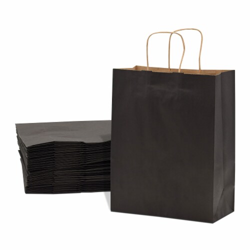 Prime Line Packaging Black Kraft Paper Bags with Handles Retail