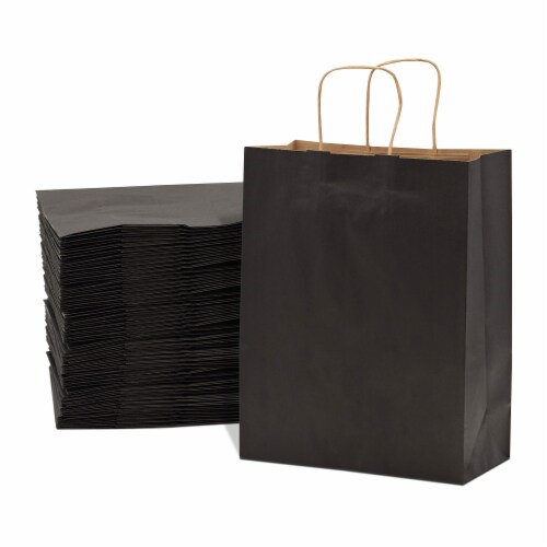 Prime Line Packaging Black Colored Kraft Paper Bags with Handles