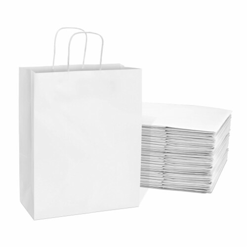 Prime Line Packaging White Paper Shopping Bags with Handles Gift Bags Bulk 25 Pack 10x5x13 25 Pcs Mariano s