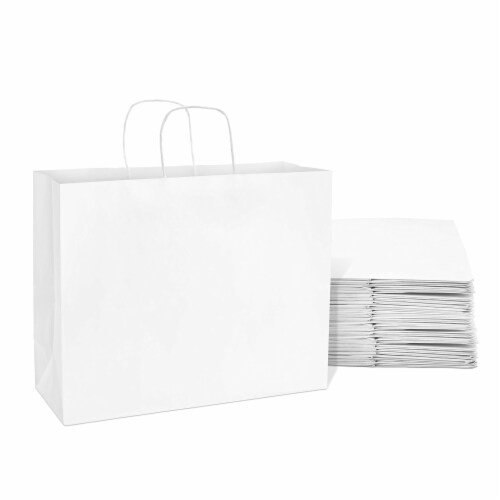 Prime Line Packaging White Paper Shopping Bags with Handles Retail Bags  Bulk 25 Pcs – 16x6x12, 25 Pcs - Harris Teeter