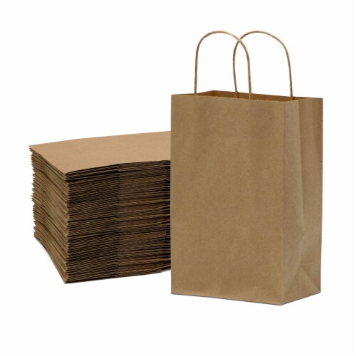 Prime Line Packaging Brown Kraft Paper Bags with Paper Twist Handles Gift  Bags 50 Pcs - 6x3x9, 50 Pcs - Kroger