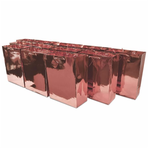 Large Rose Gold Foil Gift bags with Handles, Designer Solid Rose