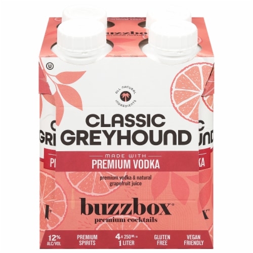 Buzzbox® Classic Greyhound Ready-to-Drink Cocktail Cartons Perspective: front
