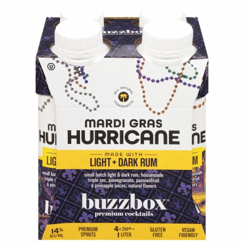 Buzzbox Mardi Gras Hurricane Boxed Cocktail Multipack Perspective: front