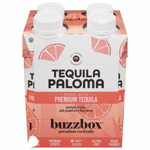 Buzzbox® Tequila Paloma Premium Cocktail Bottles Perspective: front