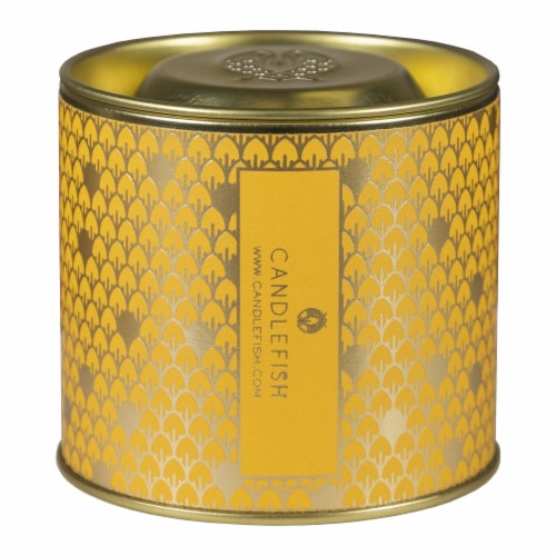 Candlefish Tin Jar Soy Candle, Grapefruit, Orange, Lychee, 7 Ounces Perspective: front