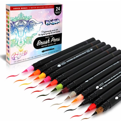 PINTAR Dual Brush Dual Tip - Soft Brush & Fine Tip, Art Supplies