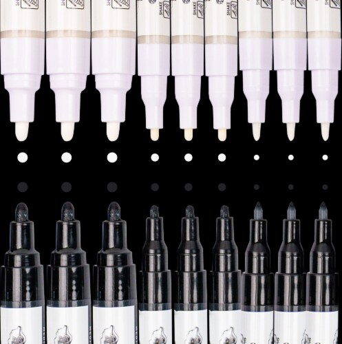 PINTAR Art Supply Professional Outline & Fill Pack - Set of 18 Black/White Paint Markers Perspective: front