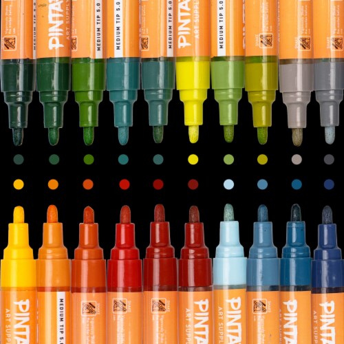 Pintar Earth Tone Paint Pens 5.0MM 20 Pack Marker Set with Medium Tip Perspective: front