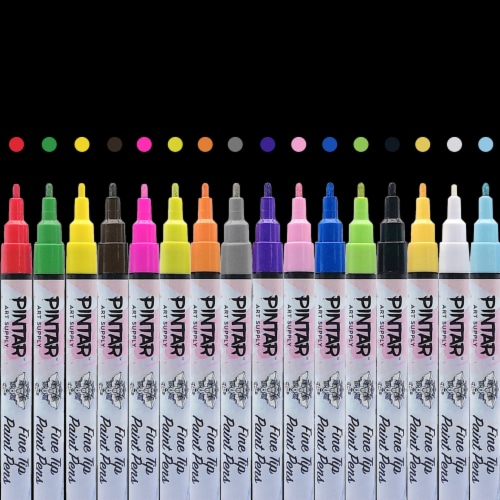 PINTAR Acrylic Paint Markers/Pens Set for Rock Painting, Wood, Glass - Pack  of 16, 1mm, 1 - Ralphs