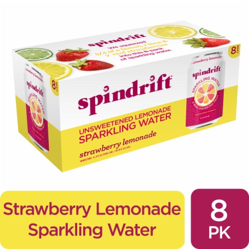 Spindrift® Strawberry Lemonade Flavored Sparkling Water Cans Perspective: front