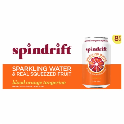Spindrift® Blood Orange Tangerine Flavored Sparkling Water Cans Perspective: front