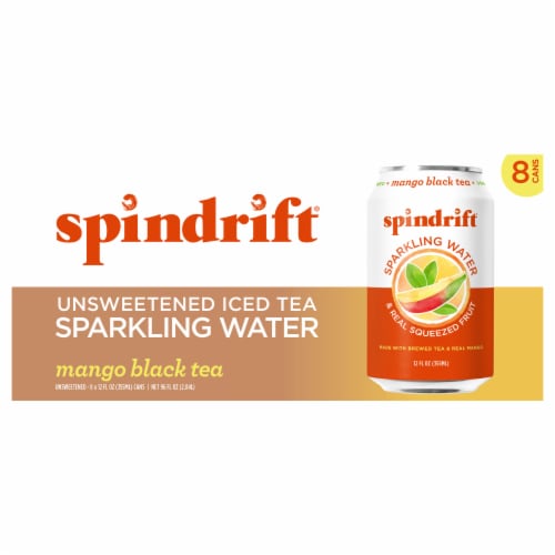 Spindrift® Unsweetened Mango Black Tea Sparkling Water Perspective: front