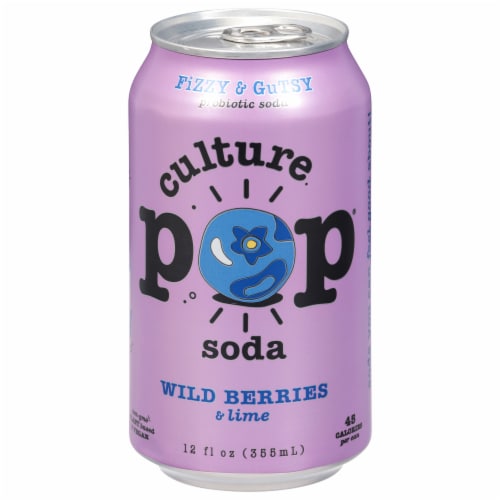 Culture Pop® Wild Berries Probiotic Soda Can Perspective: front