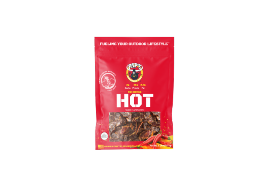 Pap's Hot Beef Jerky Perspective: front