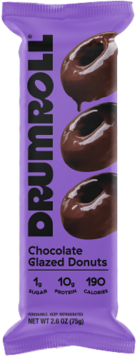 Drumroll® Chocolate Glazed Mini Protein Donuts Perspective: front