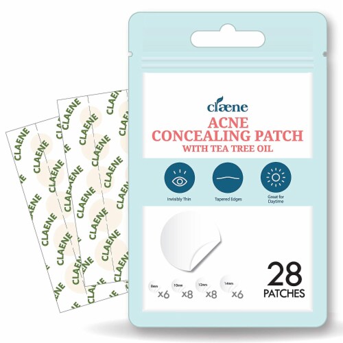 Claene Acne Pimple Concealing Patch - Invisible, Hydrocolloid, Blemish Spot 28 Count Perspective: front