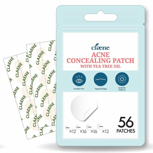 Claene Acne Pimple Concealing Patch - Invisible, Hydrocolloid, Blemish Spot 56 Count Perspective: front