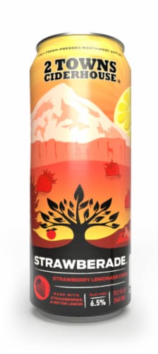 2 Towns Ciderhouse Strawberade Hard Cider Single Can Perspective: front