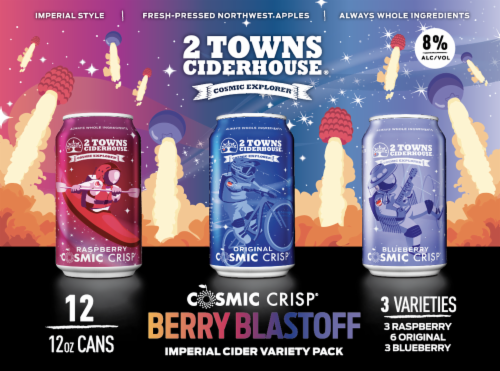 2 Towns Ciderhouse® Cosmic Crisp® Cosmic Exploration Imperial Cider Variety Pack Perspective: front