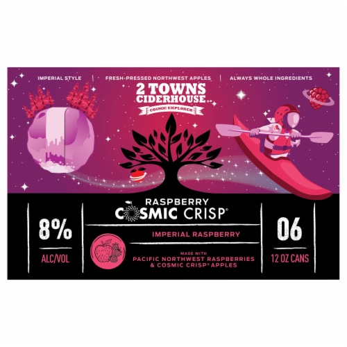 2 Towns Ciderhouse® Cosmic Crisp Imperial Raspberry Craft Beer Perspective: front