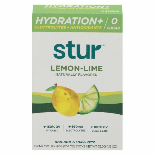 Stur® Hydration+ Lemon Lime Electrolyte Drink Mix Perspective: front