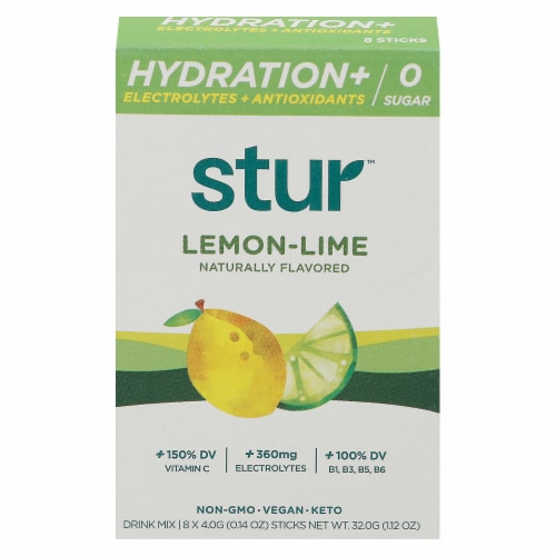 Stur® Hydration+ Lemon Lime Electrolyte Drink Mix, 8 ct / 0.14 oz