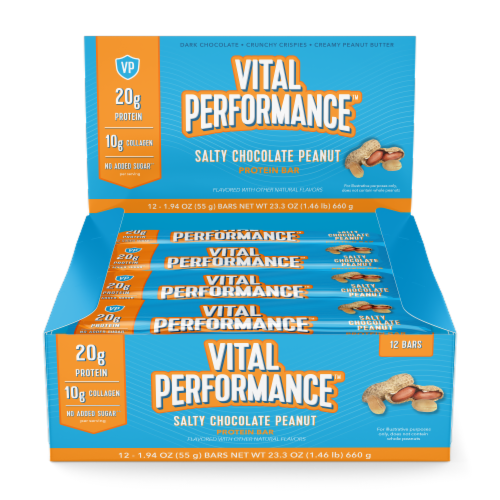 Vital Performance™ Salty Chocolate Peanut Protein Bars Perspective: front