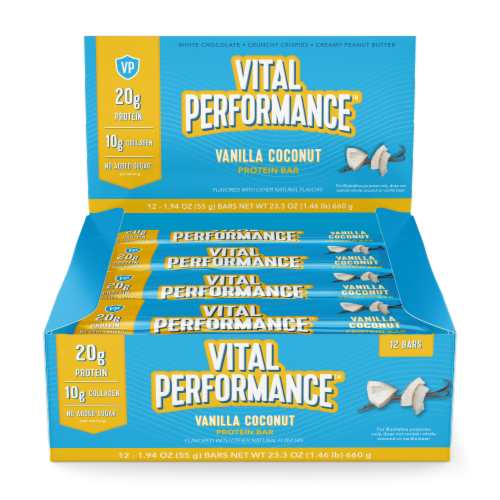 Vital Performance™ Vanilla Coconut Protein Bars Perspective: front