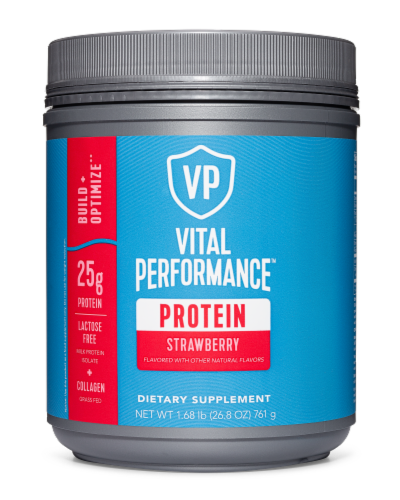Vital Performance™ Strawberry Protein Powder Perspective: front