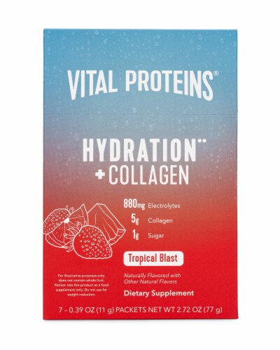 Vital Proteins Tropical Blast Hydration + Collagen Supplement Packets Perspective: front